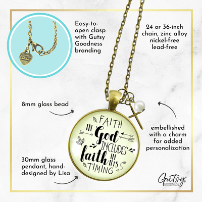 Gutsy Goodness Life Quote Necklace Includes Faith In His Timing Charm Jewelry - Gutsy Goodness Handmade Jewelry;Life Quote Necklace Includes Faith In His Timing Charm Jewelry - Gutsy Goodness Handmade Jewelry Gifts