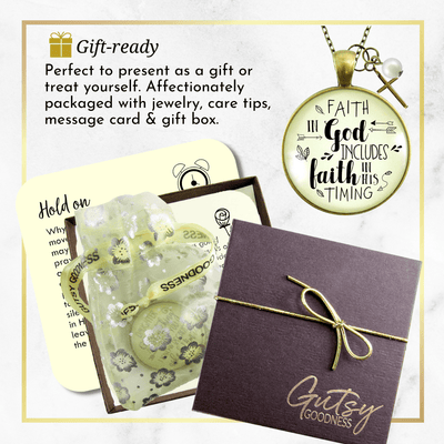 Gutsy Goodness Life Quote Necklace Includes Faith In His Timing Charm Jewelry - Gutsy Goodness Handmade Jewelry;Life Quote Necklace Includes Faith In His Timing Charm Jewelry - Gutsy Goodness Handmade Jewelry Gifts