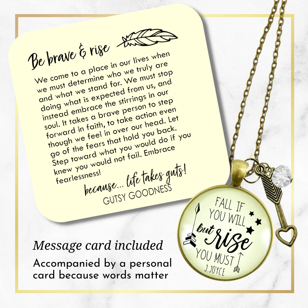Gutsy Goodness Motivational Necklace Fall If You Will But Rise Positive Word Jewelry - Gutsy Goodness Handmade Jewelry;Motivational Necklace Fall If You Will But Rise Positive Word Jewelry - Gutsy Goodness Handmade Jewelry Gifts