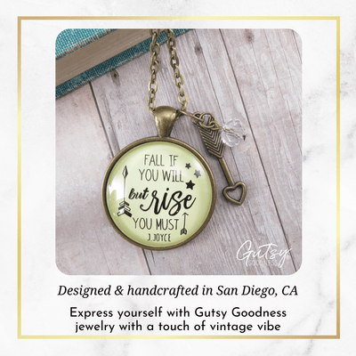 Gutsy Goodness Motivational Necklace Fall If You Will But Rise Positive Word Jewelry - Gutsy Goodness Handmade Jewelry;Motivational Necklace Fall If You Will But Rise Positive Word Jewelry - Gutsy Goodness Handmade Jewelry Gifts