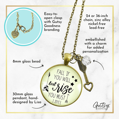 Gutsy Goodness Motivational Necklace Fall If You Will But Rise Positive Word Jewelry - Gutsy Goodness Handmade Jewelry;Motivational Necklace Fall If You Will But Rise Positive Word Jewelry - Gutsy Goodness Handmade Jewelry Gifts