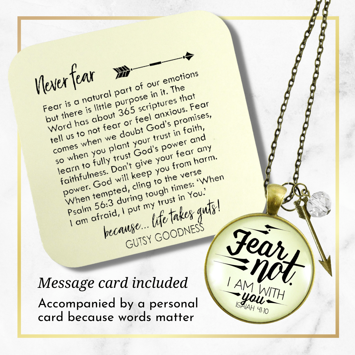 Gutsy Goodness Fear Not I Am With You Necklace Boho Bravery Pendant Jewelry Arrow Charm - Gutsy Goodness Handmade Jewelry;Fear Not - Gutsy Goodness Handmade Jewelry Gifts