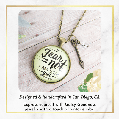 Gutsy Goodness Fear Not I Am With You Necklace Boho Bravery Pendant Jewelry Arrow Charm - Gutsy Goodness Handmade Jewelry;Fear Not - Gutsy Goodness Handmade Jewelry Gifts