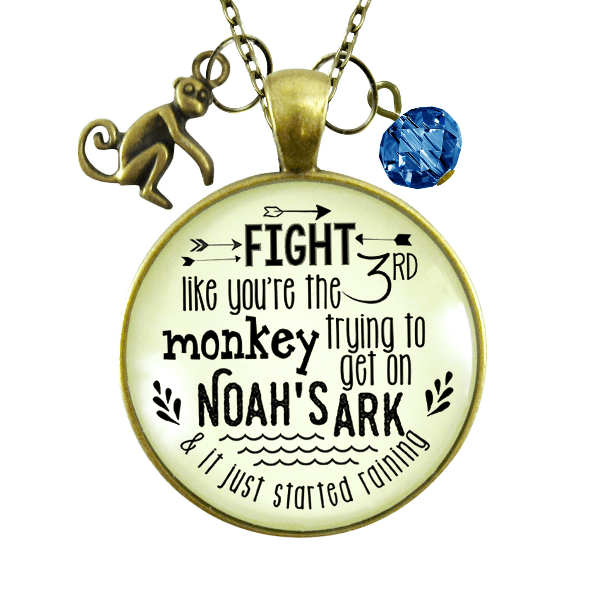 Gutsy Goodness Monkey Necklace Fight Like Noah's Ark Quote Life Survivor Fun Jewelry - Gutsy Goodness Handmade Jewelry;Monkey Necklace Fight Like Noah's Ark Quote Life Survivor Fun Jewelry - Gutsy Goodness Handmade Jewelry Gifts
