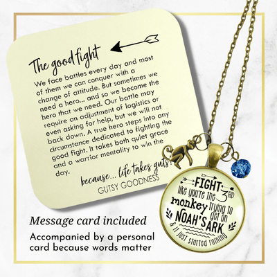 Gutsy Goodness Monkey Necklace Fight Like Noah's Ark Quote Life Survivor Fun Jewelry - Gutsy Goodness Handmade Jewelry;Monkey Necklace Fight Like Noah's Ark Quote Life Survivor Fun Jewelry - Gutsy Goodness Handmade Jewelry Gifts