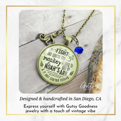 Gutsy Goodness Monkey Necklace Fight Like Noah's Ark Quote Life Survivor Fun Jewelry - Gutsy Goodness Handmade Jewelry;Monkey Necklace Fight Like Noah's Ark Quote Life Survivor Fun Jewelry - Gutsy Goodness Handmade Jewelry Gifts