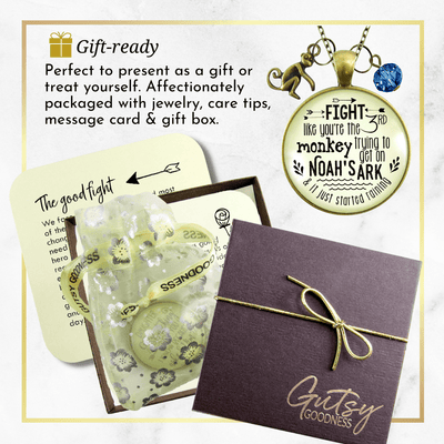Gutsy Goodness Monkey Necklace Fight Like Noah's Ark Quote Life Survivor Fun Jewelry - Gutsy Goodness Handmade Jewelry;Monkey Necklace Fight Like Noah's Ark Quote Life Survivor Fun Jewelry - Gutsy Goodness Handmade Jewelry Gifts