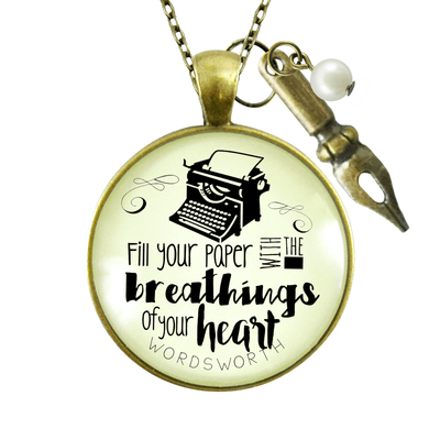 Gutsy Goodness Writing Necklace Fill Your Paper Wordsworth Literary Quote Typewriter - Gutsy Goodness Handmade Jewelry;Fill Your Paper With The Breathings - Gutsy Goodness Handmade Jewelry Gifts