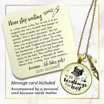 Gutsy Goodness Writing Necklace Fill Your Paper Wordsworth Literary Quote Typewriter - Gutsy Goodness Handmade Jewelry;Fill Your Paper With The Breathings - Gutsy Goodness Handmade Jewelry Gifts