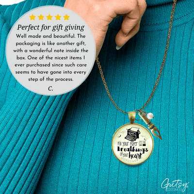 Gutsy Goodness Writing Necklace Fill Your Paper Wordsworth Literary Quote Typewriter - Gutsy Goodness Handmade Jewelry;Fill Your Paper With The Breathings - Gutsy Goodness Handmade Jewelry Gifts