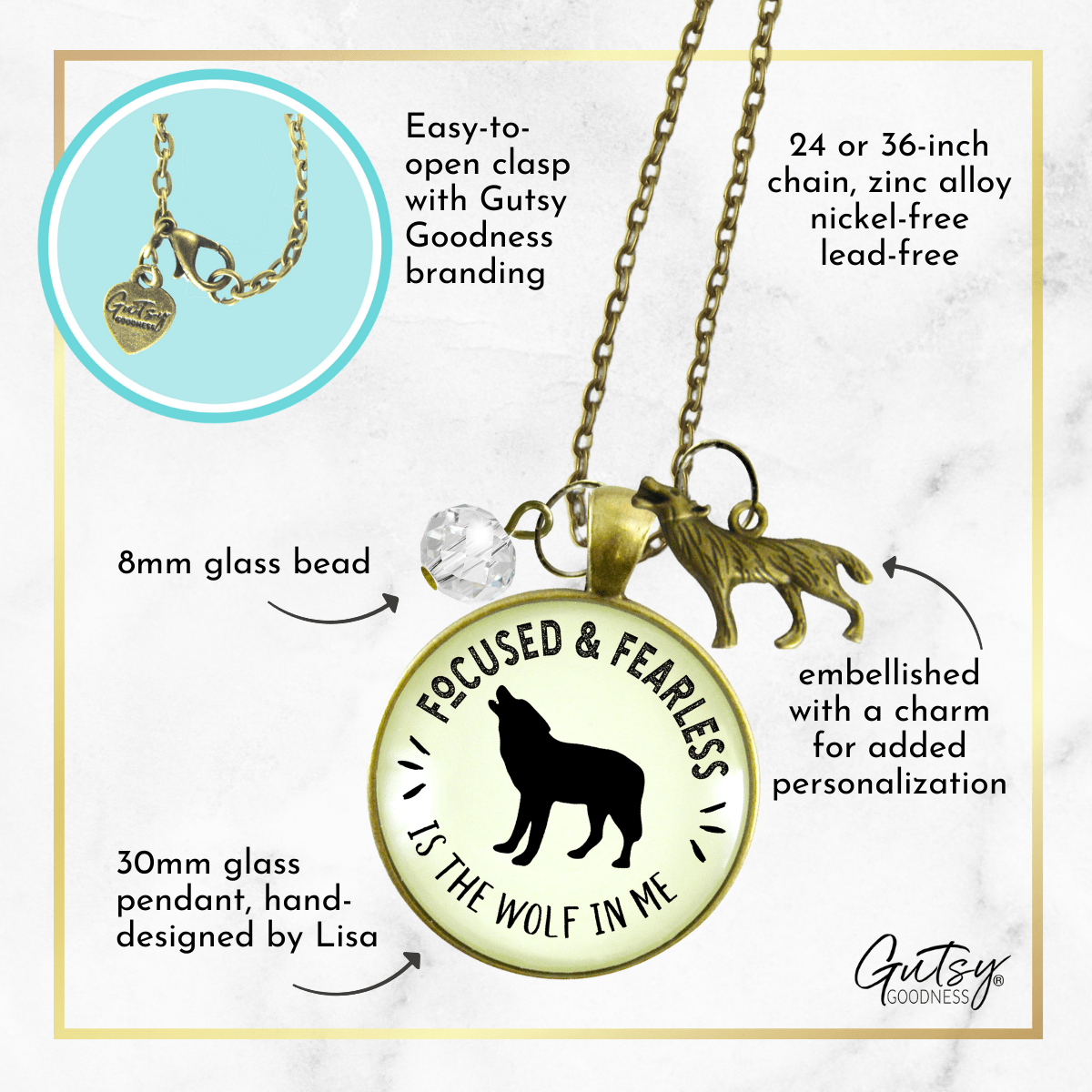 Gutsy Goodness Wolf Necklace Focused Fearless Vintage Jewelry Howling Spirit Animal - Gutsy Goodness Handmade Jewelry;Wolf Necklace Focused Fearless Vintage Jewelry Howling Spirit Animal - Gutsy Goodness Handmade Jewelry Gifts
