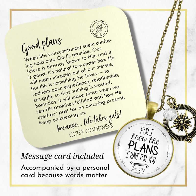 Gutsy Goodness Faith Compass Necklace for I Know Plans Jeremiah 29 11 Quote Jewelry - Gutsy Goodness Handmade Jewelry;Faith Compass Necklace For I Know Plans Jeremiah 29 11 Quote Jewelry - Gutsy Goodness Handmade Jewelry Gifts