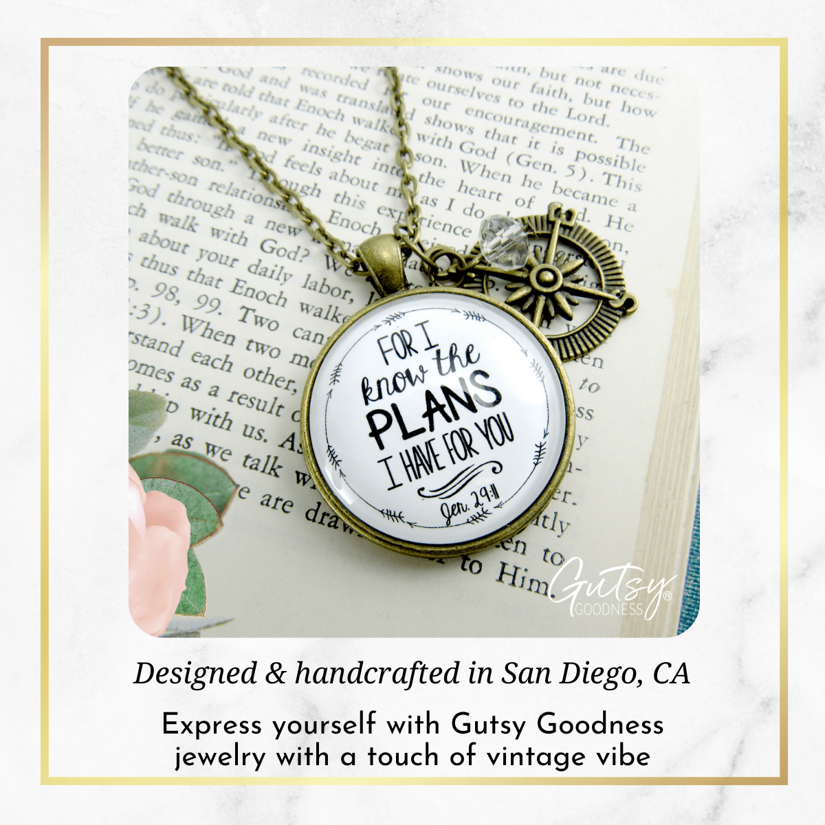 Gutsy Goodness Faith Compass Necklace for I Know Plans Jeremiah 29 11 Quote Jewelry - Gutsy Goodness Handmade Jewelry;Faith Compass Necklace For I Know Plans Jeremiah 29 11 Quote Jewelry - Gutsy Goodness Handmade Jewelry Gifts