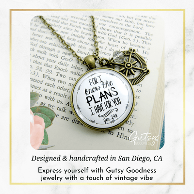 Gutsy Goodness Faith Compass Necklace for I Know Plans Jeremiah 29 11 Quote Jewelry - Gutsy Goodness Handmade Jewelry;Faith Compass Necklace For I Know Plans Jeremiah 29 11 Quote Jewelry - Gutsy Goodness Handmade Jewelry Gifts
