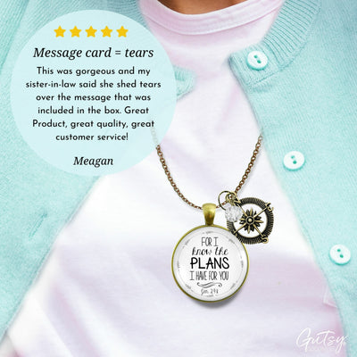 Gutsy Goodness Faith Compass Necklace for I Know Plans Jeremiah 29 11 Quote Jewelry - Gutsy Goodness Handmade Jewelry;Faith Compass Necklace For I Know Plans Jeremiah 29 11 Quote Jewelry - Gutsy Goodness Handmade Jewelry Gifts