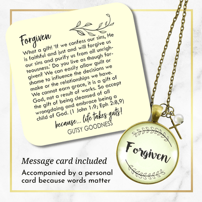 Gutsy Goodness Forgiven Necklace Faith Inspired Christian Womens Cross Charm Jewelry - Gutsy Goodness Handmade Jewelry;Forgiven Necklace Faith Inspired Christian Womens Cross Charm Jewelry - Gutsy Goodness Handmade Jewelry Gifts