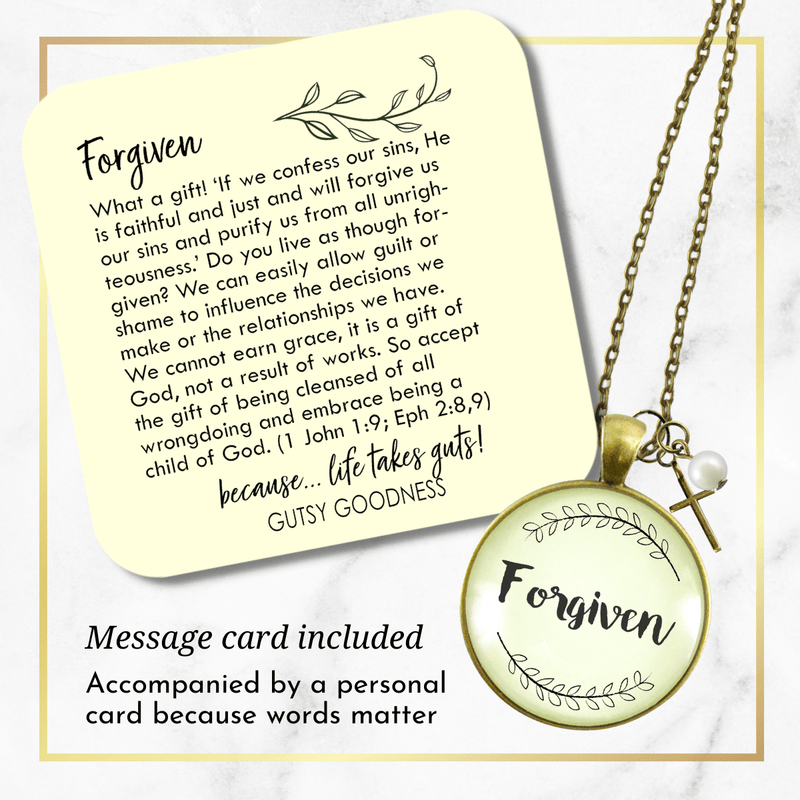 Gutsy Goodness Forgiven Necklace Faith Inspired Christian Womens Cross Charm Jewelry - Gutsy Goodness Handmade Jewelry;Forgiven Necklace Faith Inspired Christian Womens Cross Charm Jewelry - Gutsy Goodness Handmade Jewelry Gifts