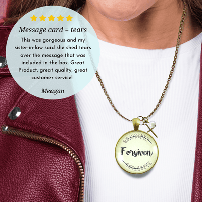 Gutsy Goodness Forgiven Necklace Faith Inspired Christian Womens Cross Charm Jewelry - Gutsy Goodness Handmade Jewelry;Forgiven Necklace Faith Inspired Christian Womens Cross Charm Jewelry - Gutsy Goodness Handmade Jewelry Gifts