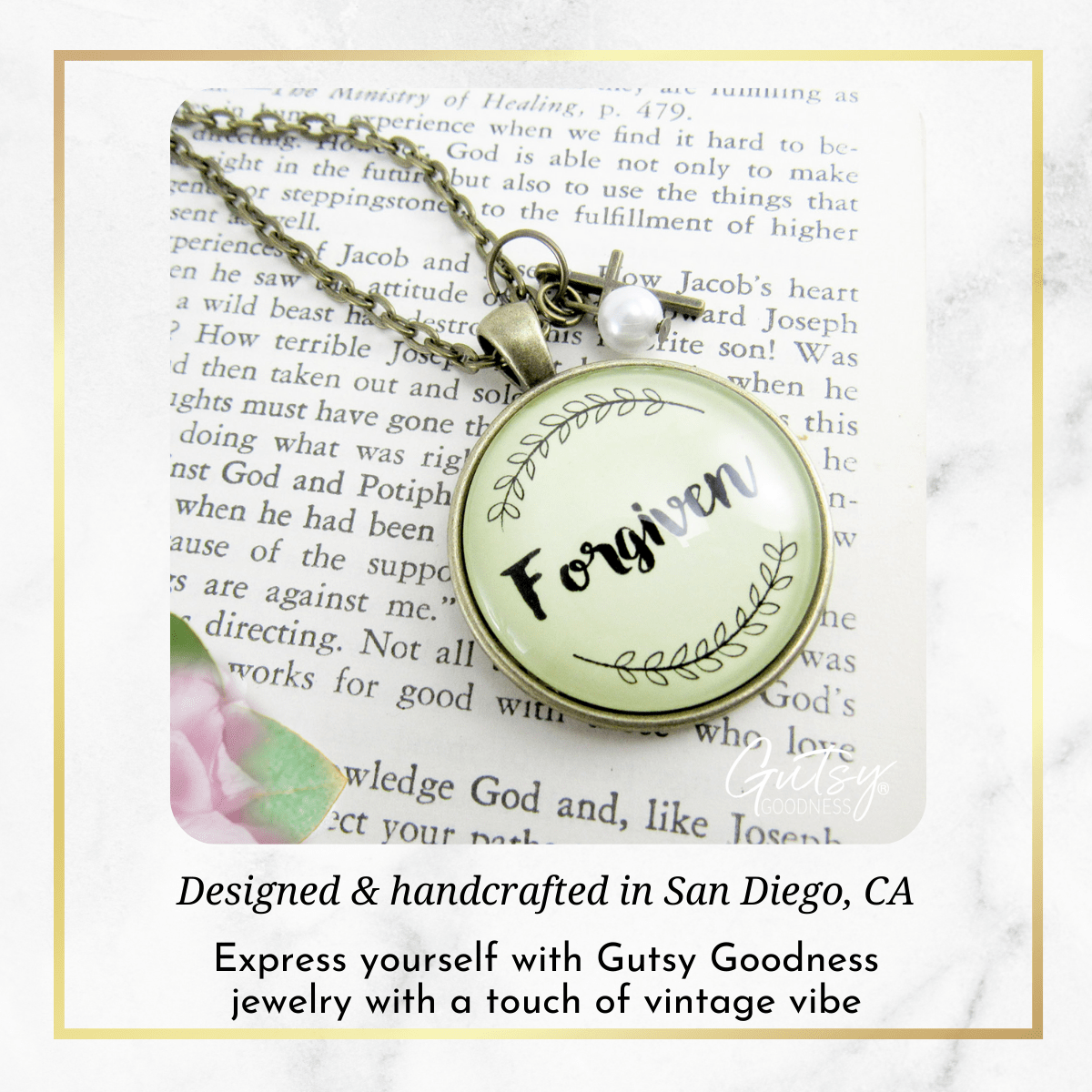 Gutsy Goodness Forgiven Necklace Faith Inspired Christian Womens Cross Charm Jewelry - Gutsy Goodness Handmade Jewelry;Forgiven Necklace Faith Inspired Christian Womens Cross Charm Jewelry - Gutsy Goodness Handmade Jewelry Gifts