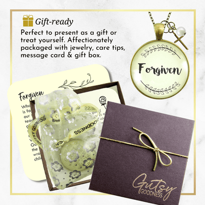 Gutsy Goodness Forgiven Necklace Faith Inspired Christian Womens Cross Charm Jewelry - Gutsy Goodness Handmade Jewelry;Forgiven Necklace Faith Inspired Christian Womens Cross Charm Jewelry - Gutsy Goodness Handmade Jewelry Gifts