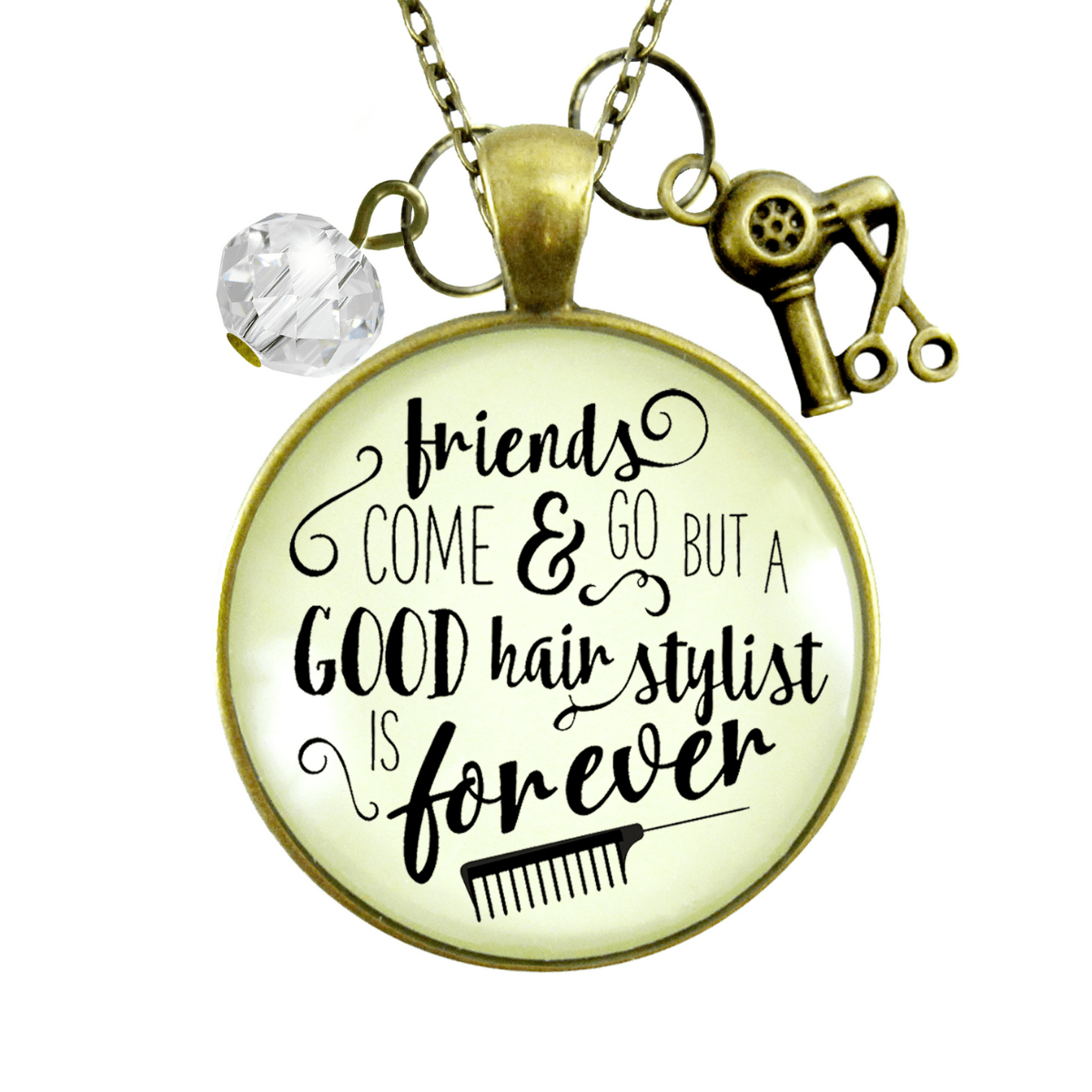 Gutsy Goodness Hair Stylist Necklace Friends Forever Beautician Quote Jewelry - Gutsy Goodness Handmade Jewelry;Hair Stylist Necklace Friends Forever Beautician Quote Jewelry - Gutsy Goodness Handmade Jewelry Gifts
