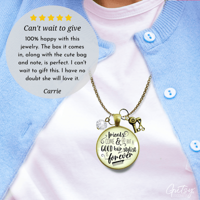 Gutsy Goodness Hair Stylist Necklace Friends Forever Beautician Quote Jewelry - Gutsy Goodness Handmade Jewelry;Hair Stylist Necklace Friends Forever Beautician Quote Jewelry - Gutsy Goodness Handmade Jewelry Gifts