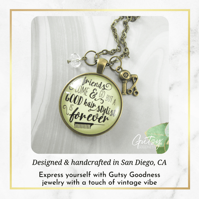 Gutsy Goodness Hair Stylist Necklace Friends Forever Beautician Quote Jewelry - Gutsy Goodness Handmade Jewelry;Hair Stylist Necklace Friends Forever Beautician Quote Jewelry - Gutsy Goodness Handmade Jewelry Gifts