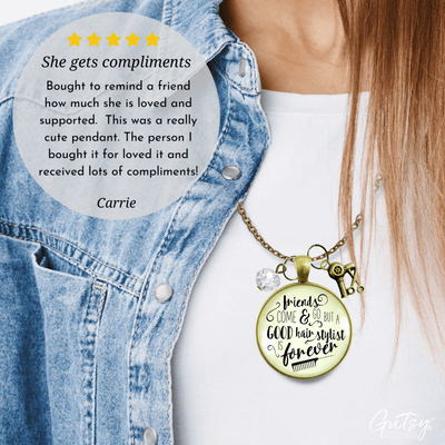Gutsy Goodness Hair Stylist Necklace Friends Forever Beautician Quote Jewelry - Gutsy Goodness Handmade Jewelry;Hair Stylist Necklace Friends Forever Beautician Quote Jewelry - Gutsy Goodness Handmade Jewelry Gifts