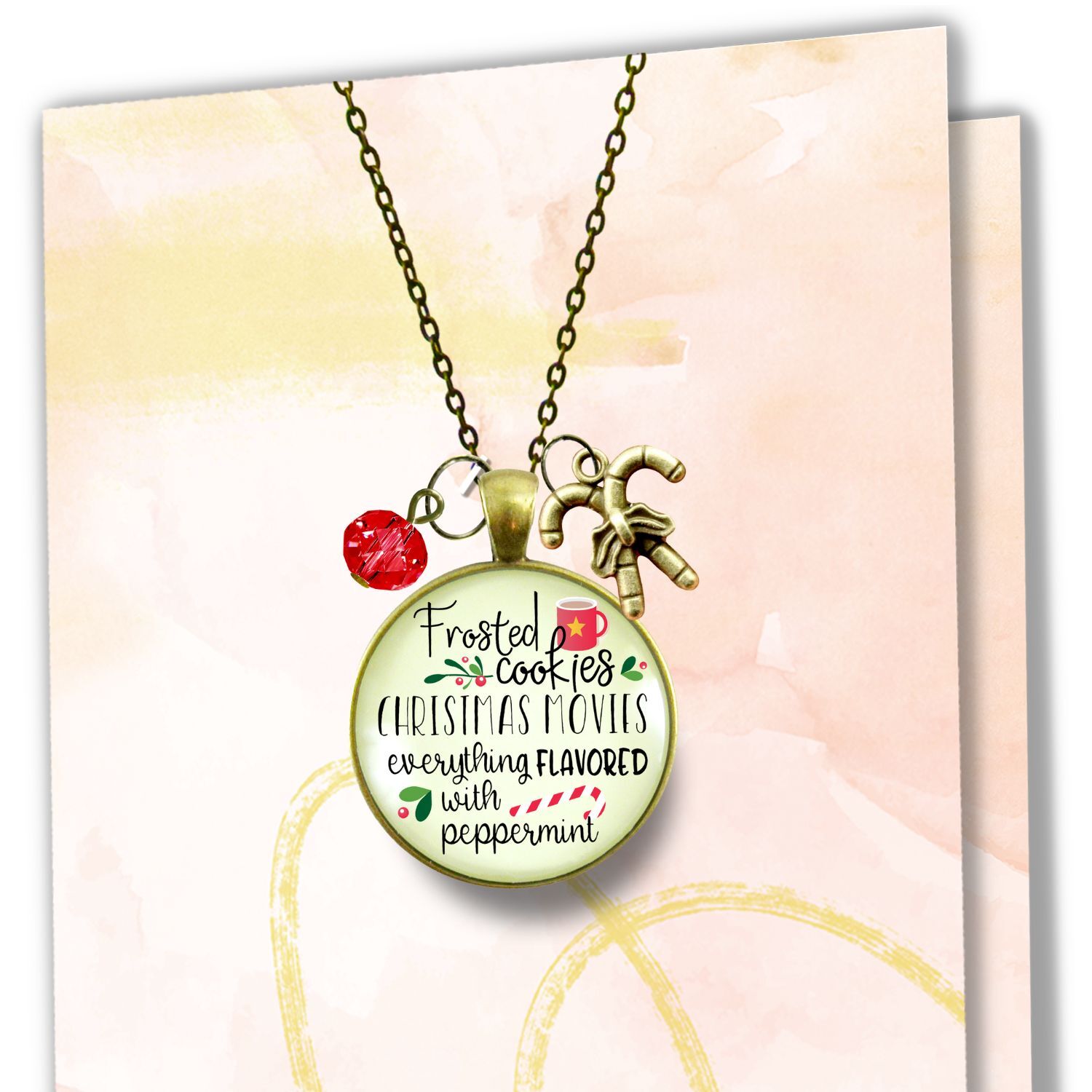 Christmas Necklace Frosted Cookies Holiday Jewelry Candy Cane Charm