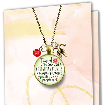 Christmas Necklace Frosted Cookies Holiday Jewelry Candy Cane Charm