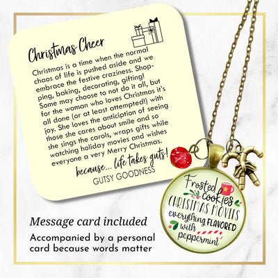 Christmas Necklace Frosted Cookies Holiday Jewelry Candy Cane Charm