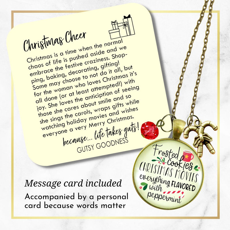 Christmas Necklace Frosted Cookies Holiday Jewelry Candy Cane Charm