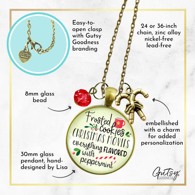 Christmas Necklace Frosted Cookies Holiday Jewelry Candy Cane Charm