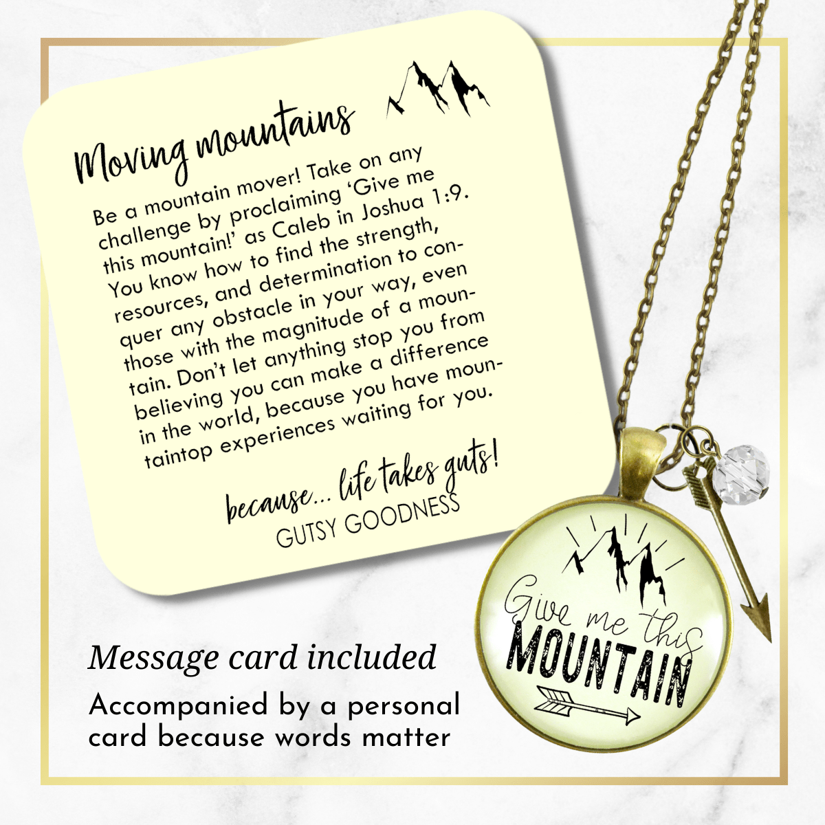 Gutsy Goodness Give Me This Mountain Motivational Necklace Pendant Mantra Quote Arrow Charm - Gutsy Goodness Handmade Jewelry;Give Me This Mountain Motivational Necklace Pendant Mantra Quote Arrow Charm - Gutsy Goodness Handmade Jewelry Gifts