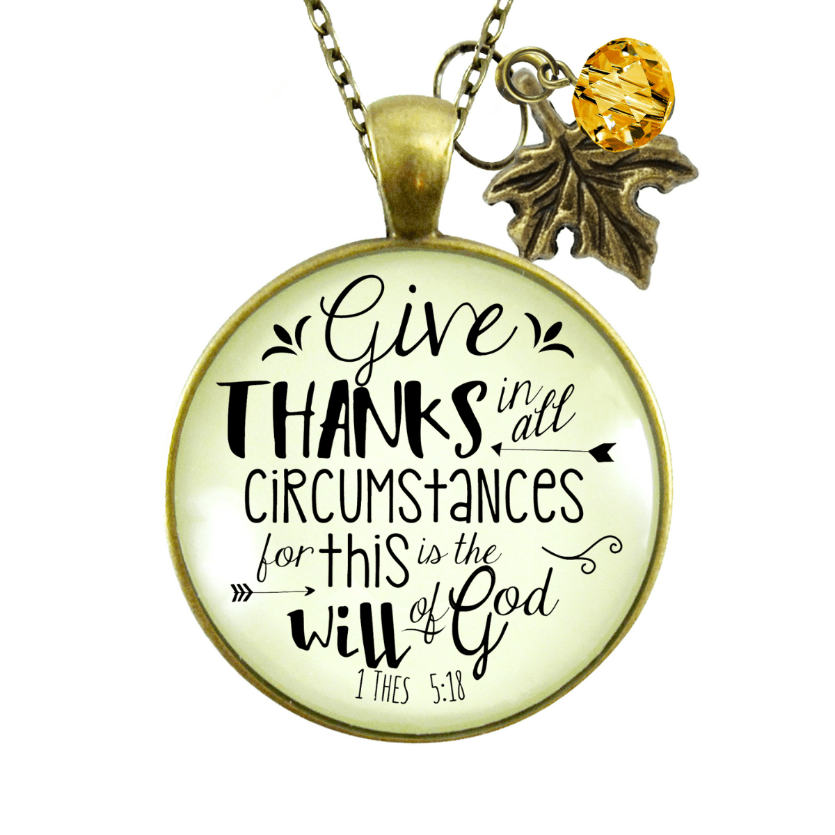 Gutsy Goodness Autumn Necklace Give Thanks In All Circumstances Faith Inspired Jewelry - Gutsy Goodness Handmade Jewelry;Autumn Necklace Give Thanks In All Circumstances Faith Inspired Jewelry - Gutsy Goodness Handmade Jewelry Gifts