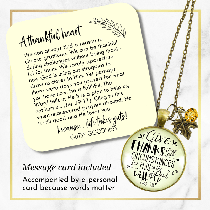Gutsy Goodness Autumn Necklace Give Thanks In All Circumstances Faith Inspired Jewelry - Gutsy Goodness Handmade Jewelry;Autumn Necklace Give Thanks In All Circumstances Faith Inspired Jewelry - Gutsy Goodness Handmade Jewelry Gifts