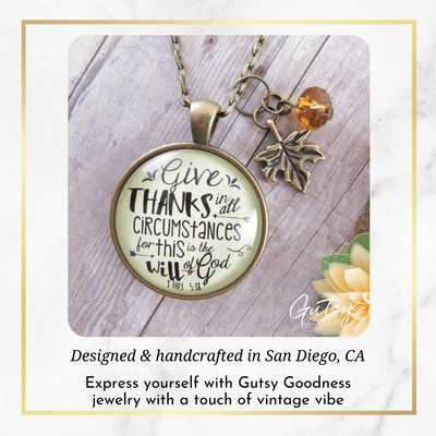 Gutsy Goodness Autumn Necklace Give Thanks In All Circumstances Faith Inspired Jewelry - Gutsy Goodness Handmade Jewelry;Autumn Necklace Give Thanks In All Circumstances Faith Inspired Jewelry - Gutsy Goodness Handmade Jewelry Gifts