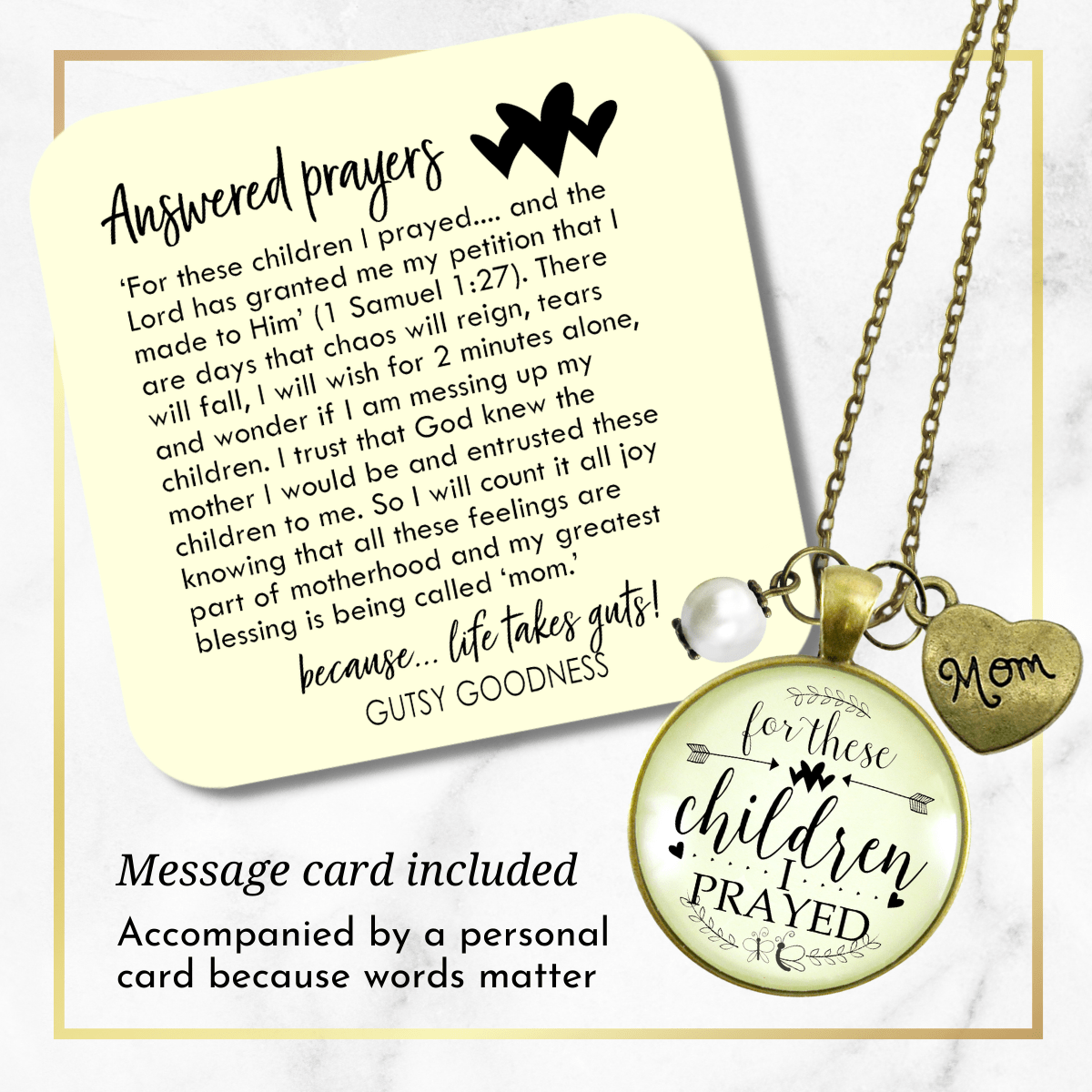 Gutsy Goodness Mother Necklace For These Children I Prayed Christian Mom Faith Charm - Gutsy Goodness Handmade Jewelry;For These Children I Prayed Mom - Gutsy Goodness Handmade Jewelry Gifts