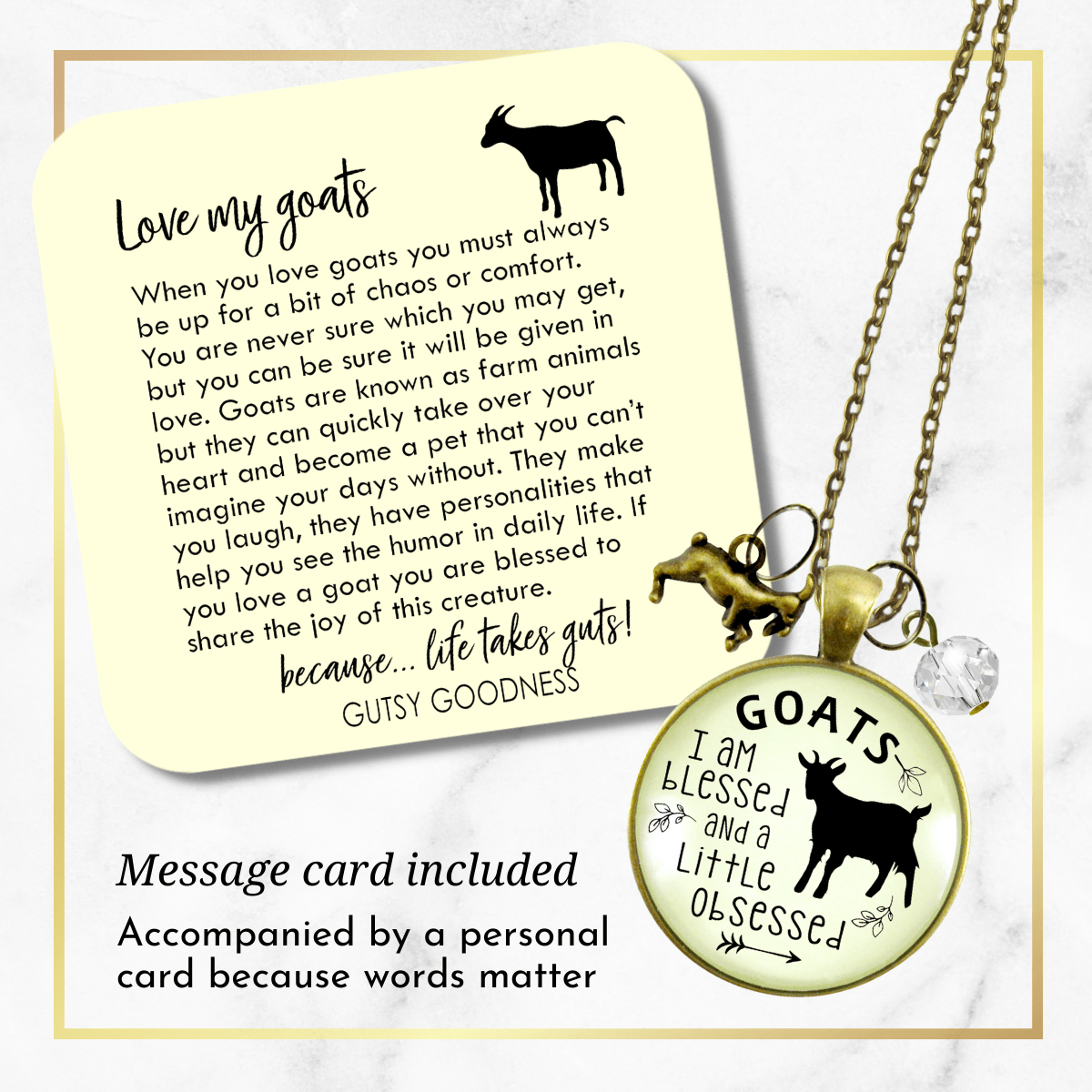 Gutsy Goodness Goat Necklace I Am Blessed Little Obsessed Farm Animal Jewelry Goat Charm Gift - Gutsy Goodness Handmade Jewelry;Goat Necklace I Am Blessed Little Obsessed Farm Animal Jewelry Goat Charm Gift - Gutsy Goodness Handmade Jewelry Gifts