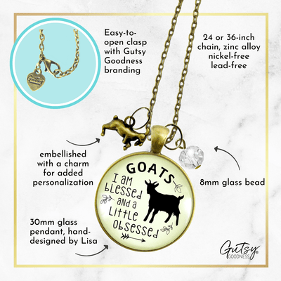 Gutsy Goodness Goat Necklace I Am Blessed Little Obsessed Farm Animal Jewelry Goat Charm Gift - Gutsy Goodness Handmade Jewelry;Goat Necklace I Am Blessed Little Obsessed Farm Animal Jewelry Goat Charm Gift - Gutsy Goodness Handmade Jewelry Gifts