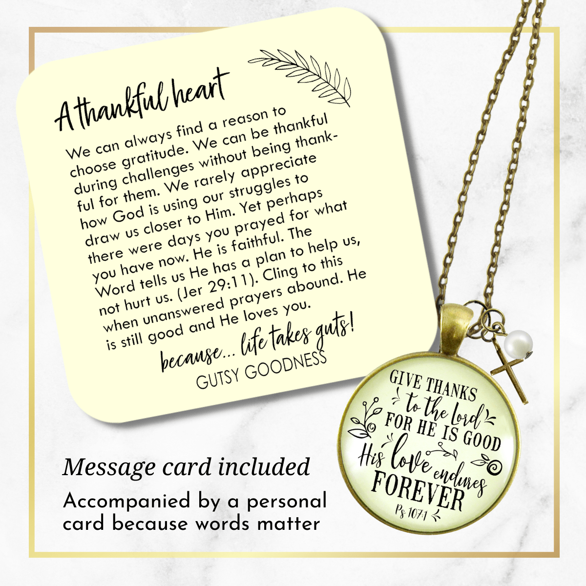 Give Thanks Necklace He is Good Faith Jewelry For Women - Gutsy Goodness
