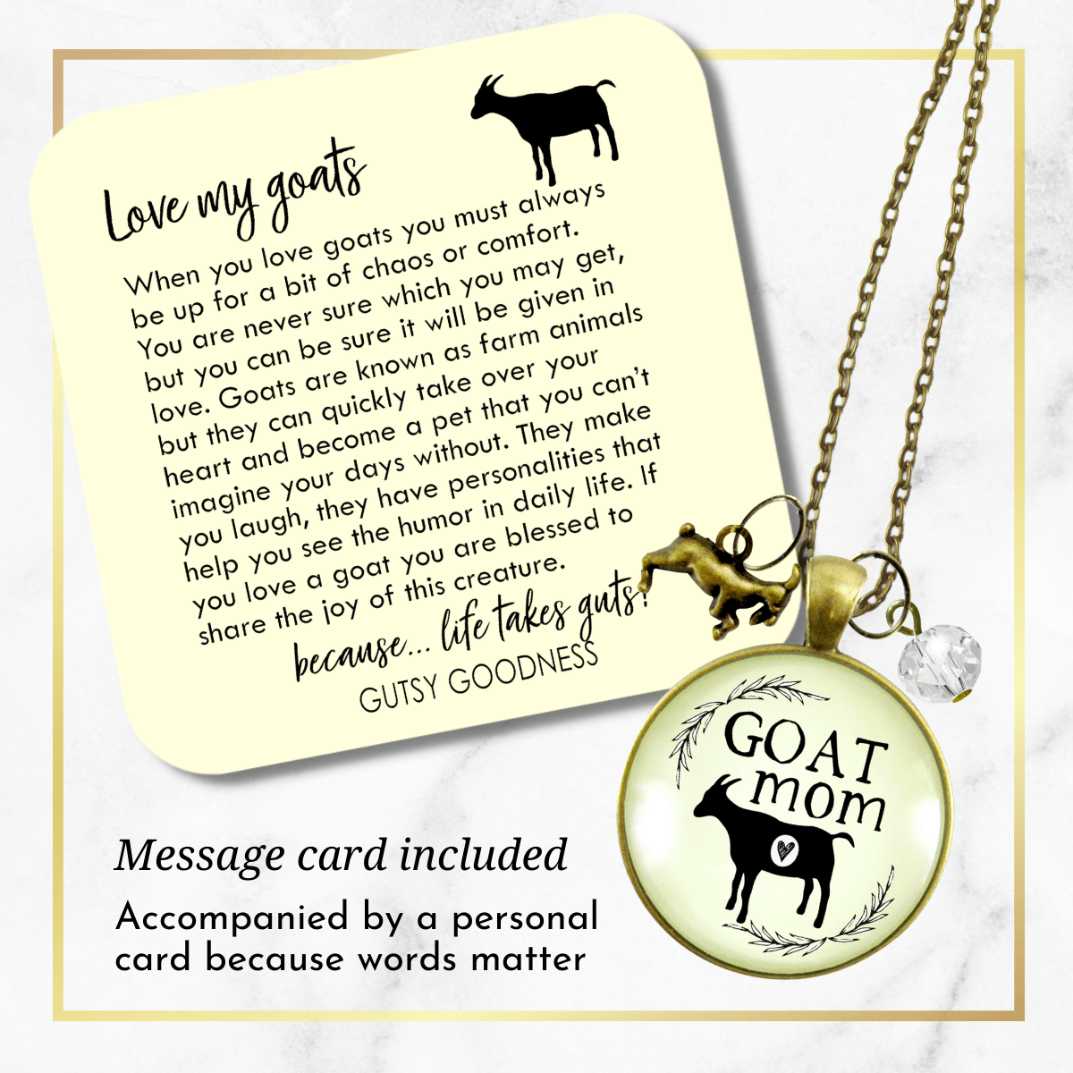 Goat Mom Necklace Baby Farm Animal Jewelry for Mama Charm Gift - Gutsy Goodness
