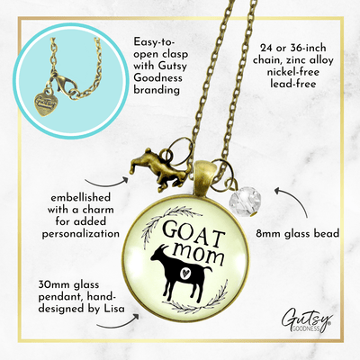 Goat Mom Necklace Baby Farm Animal Jewelry for Mama Charm Gift - Gutsy Goodness