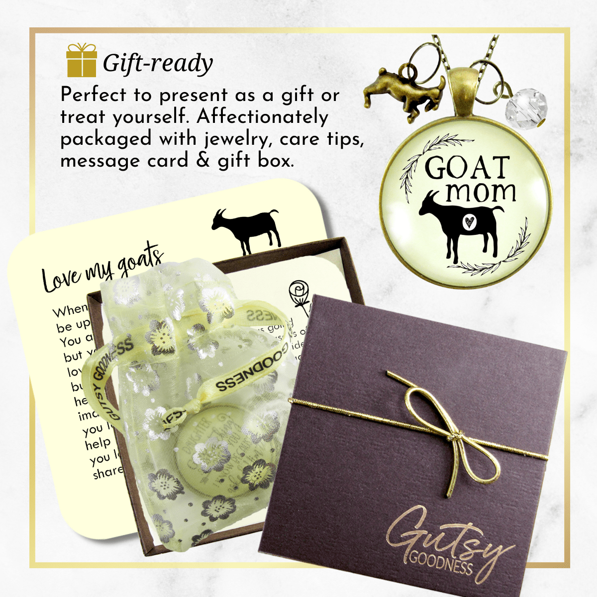 Goat Mom Necklace Baby Farm Animal Jewelry for Mama Charm Gift - Gutsy Goodness