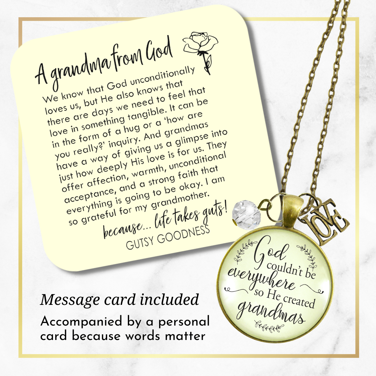 Gutsy Goodness Blessed Grandma Necklace God Couldn't Be Everywhere Christian Jewelry - Gutsy Goodness Handmade Jewelry;Blessed Grandma Necklace God Couldn't Be Everywhere Christian Jewelry - Gutsy Goodness Handmade Jewelry Gifts
