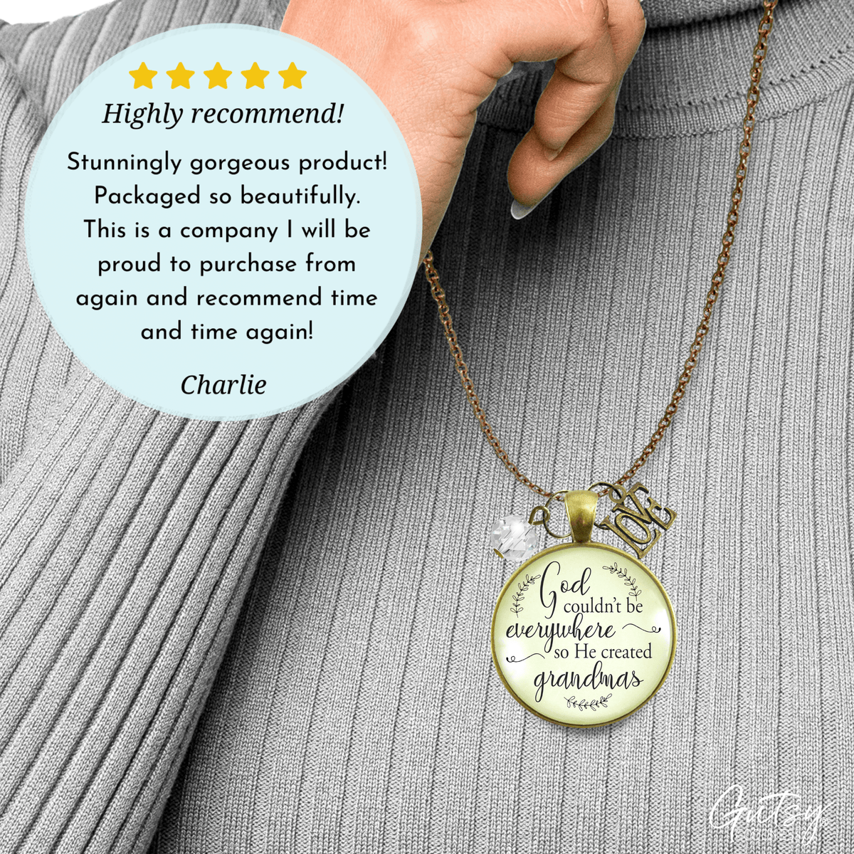 Gutsy Goodness Blessed Grandma Necklace God Couldn't Be Everywhere Christian Jewelry - Gutsy Goodness Handmade Jewelry;Blessed Grandma Necklace God Couldn't Be Everywhere Christian Jewelry - Gutsy Goodness Handmade Jewelry Gifts