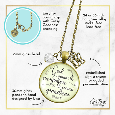 Gutsy Goodness Blessed Grandma Necklace God Couldn't Be Everywhere Christian Jewelry - Gutsy Goodness Handmade Jewelry;Blessed Grandma Necklace God Couldn't Be Everywhere Christian Jewelry - Gutsy Goodness Handmade Jewelry Gifts
