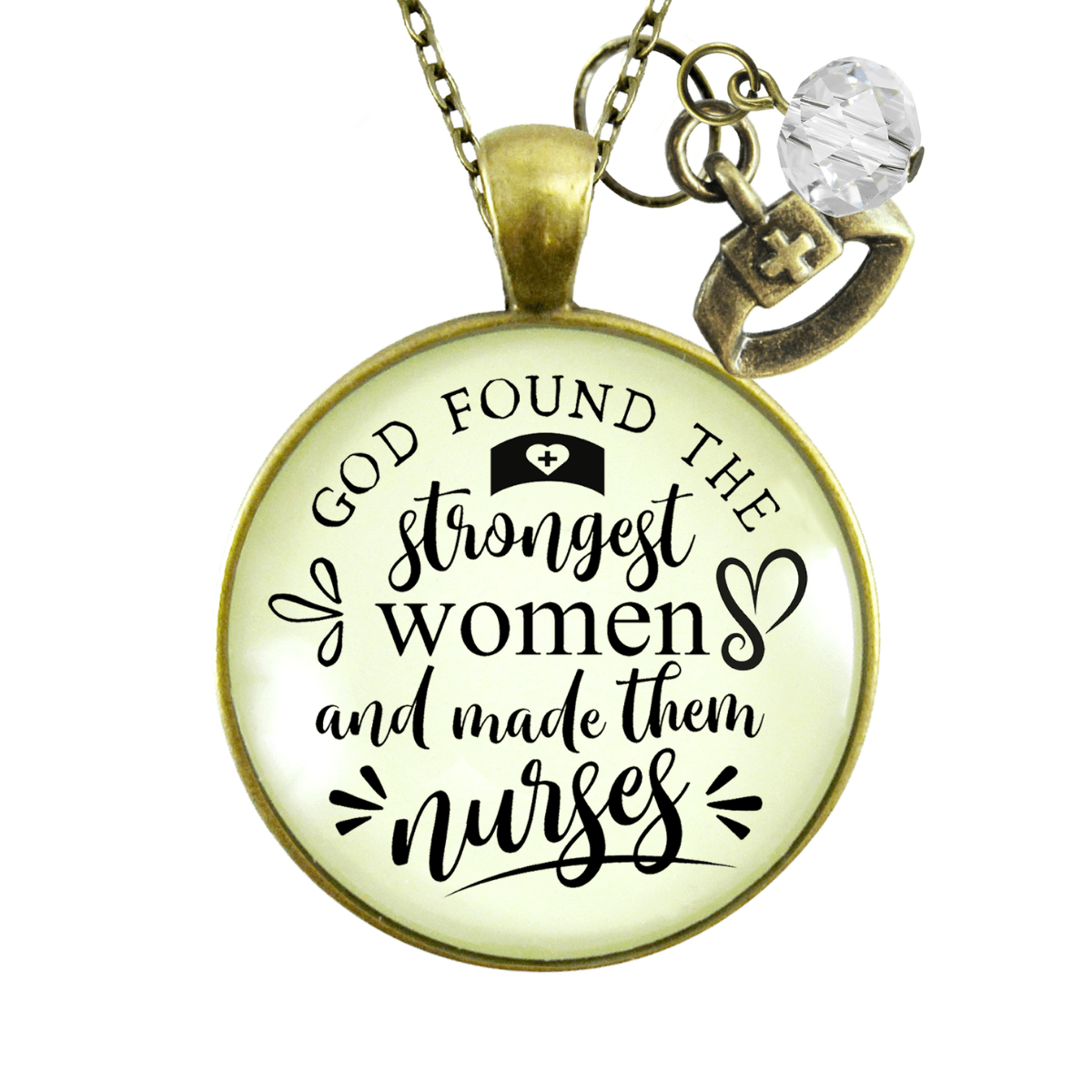Gutsy Goodness Nursing Necklace God Found Strongest Women Nurses Faith Inspired Gift - Gutsy Goodness Handmade Jewelry;Nursing Necklace God Found Strongest Women Nurses Faith Inspired Gift - Gutsy Goodness Handmade Jewelry Gifts