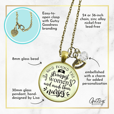 Gutsy Goodness Nursing Necklace God Found Strongest Women Nurses Faith Inspired Gift - Gutsy Goodness Handmade Jewelry;Nursing Necklace God Found Strongest Women Nurses Faith Inspired Gift - Gutsy Goodness Handmade Jewelry Gifts