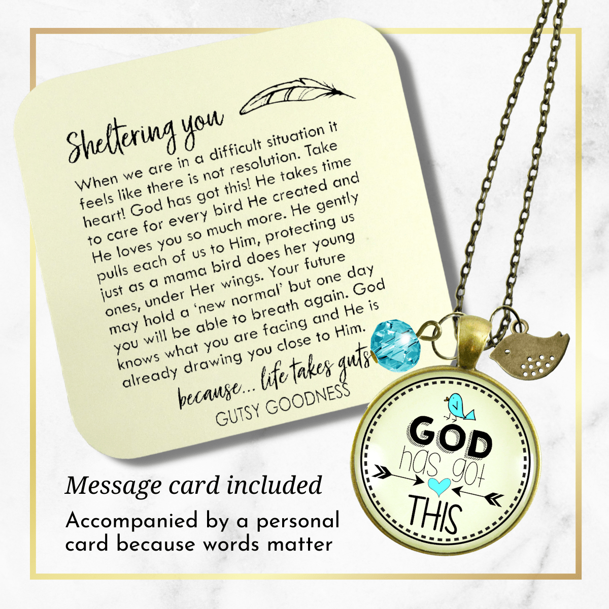 Gutsy Goodness He Has Got This Faith Inspired Jewelry Vintage Style Pendant Bird Charm - Gutsy Goodness Handmade Jewelry;He Has Got This Faith Inspired Jewelry Vintage Style Pendant Bird Charm - Gutsy Goodness Handmade Jewelry Gifts
